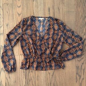 Tulle Brand Women’s Patterned Wrap Top Size X-Small